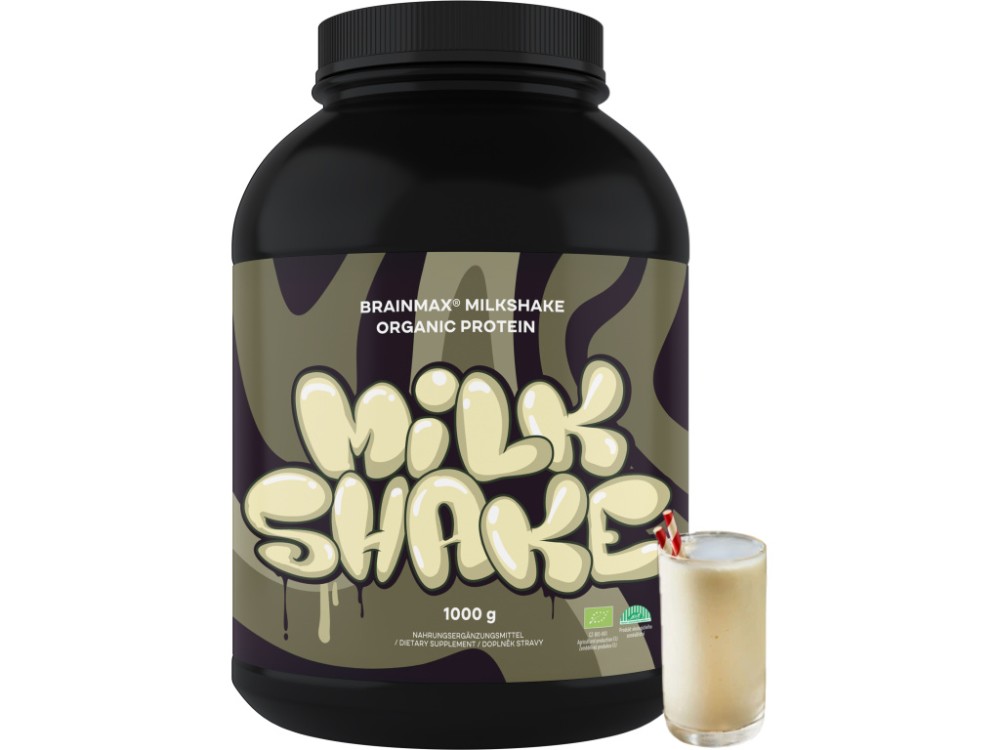 BrainMax Milkshake Protein, bez příchutě, BIO, 1000 g BIO syrovátka + BIO mléčný protein, doplněk stravy,*CZ-BIO-001 certifikát