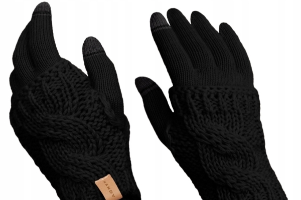 NANDY Dámské dotykové rukavice a palčáky Copánek Dvouvrstvé zimní 2v1