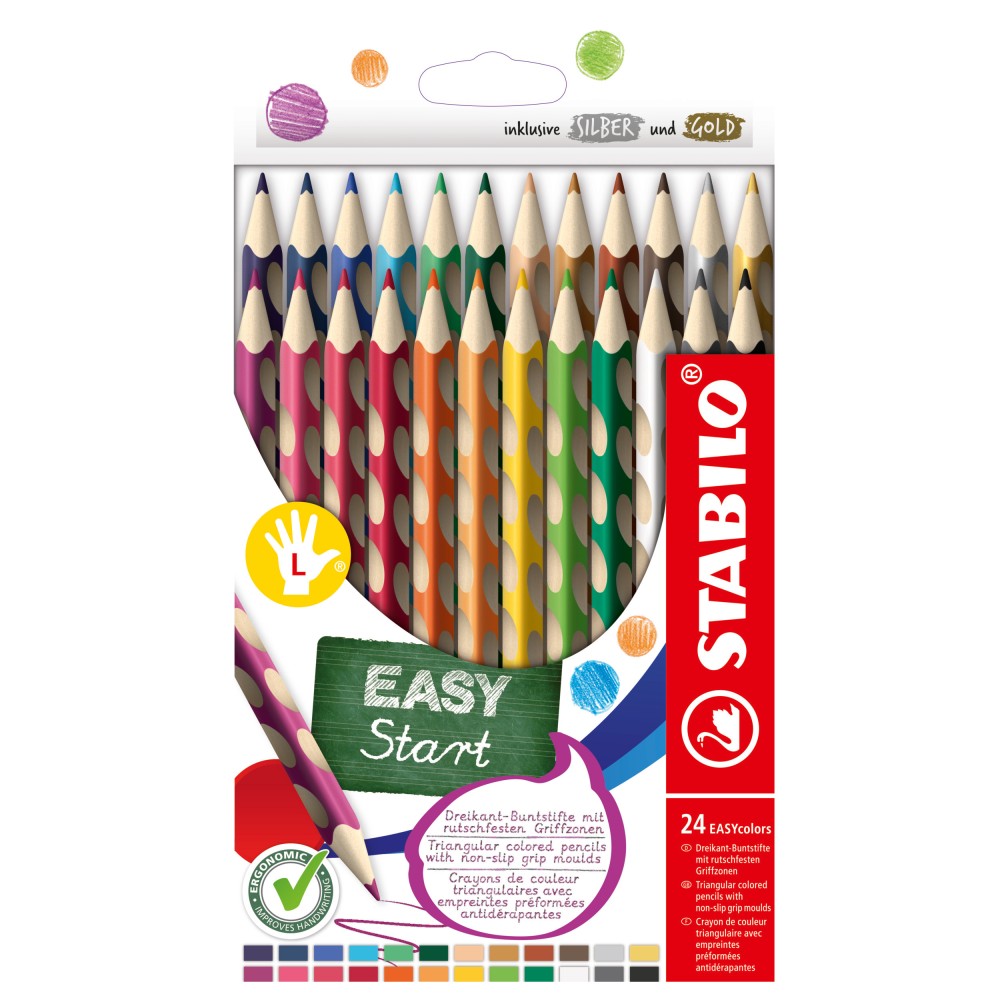 STABILO EASYcolors L Pastelky pro leváky - sada 24 barev