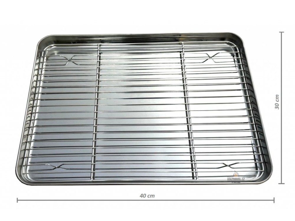 Nerezový plech na pečení s mřížkou 40x30x5cm - Vseprogril.cz