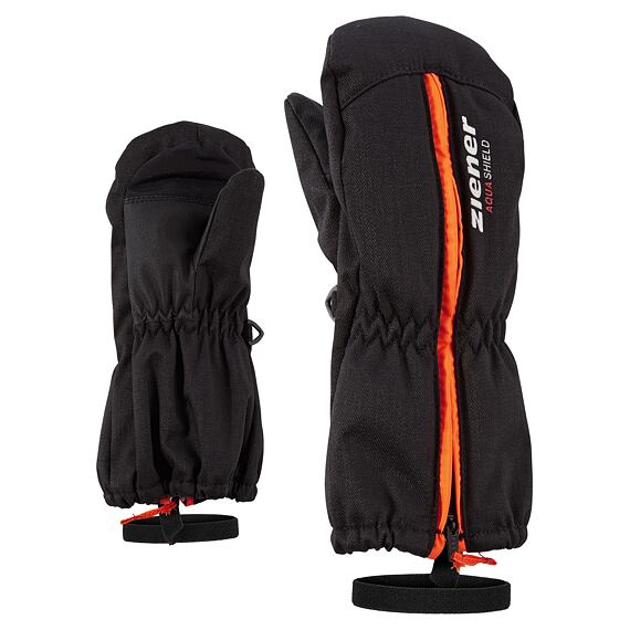 Dětské zimní rukavice Ziener Langelo AS MINIS black-stru - celorozepínací palčáky s poutkem - Promaledobrodruhy.cz